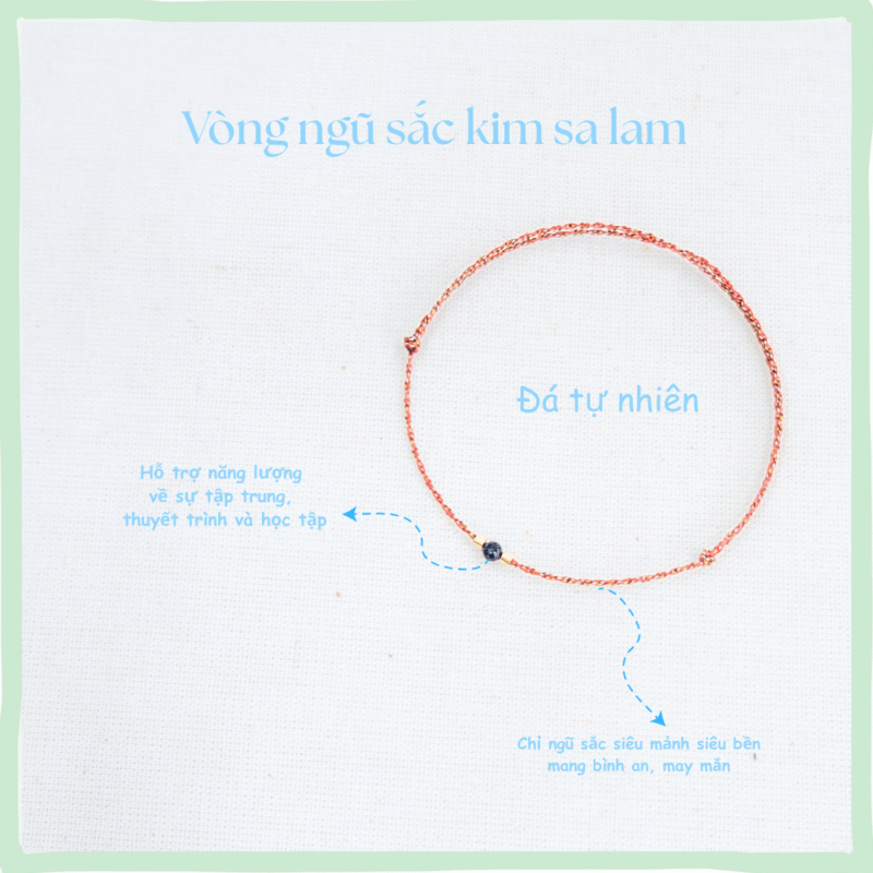 Vòng tay chỉ ngũ sắc phối đá kim sa nâu- freesize mọi cổ tay- Chồi Nhỏ - Ảnh 2
