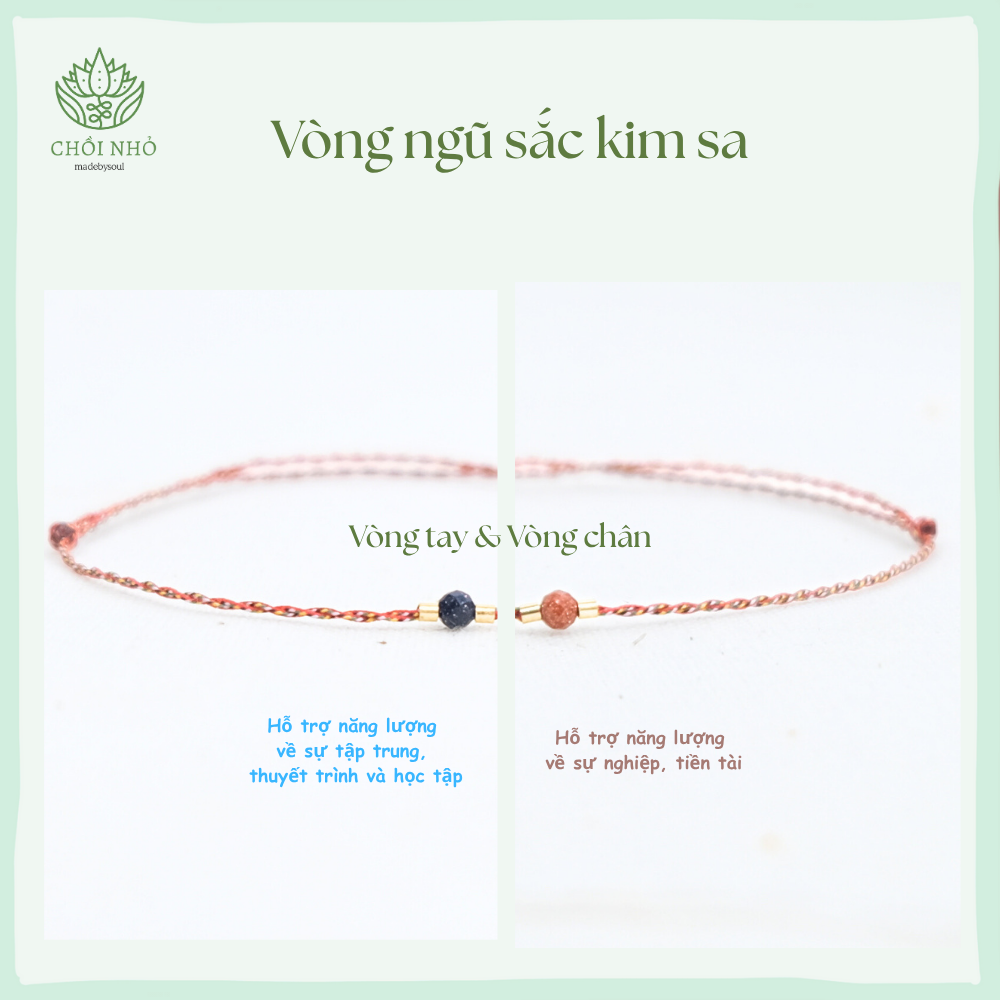 Vòng chân chỉ ngũ sắc phối đá kim sa nâu- freesize mọi cổ chân- Chồi Nhỏ 3 Vòng chân chỉ ngũ sắc phối đá kim sa nâu- freesize mọi cổ chân- Chồi Nhỏ - Ảnh 3