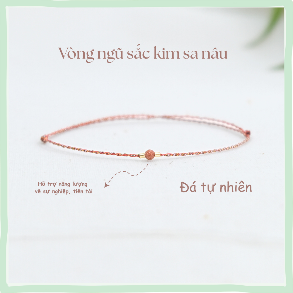 Vòng chân chỉ ngũ sắc phối đá kim sa nâu- freesize mọi cổ chân- Chồi Nhỏ 4 Vòng chân chỉ ngũ sắc phối đá kim sa nâu- freesize mọi cổ chân- Chồi Nhỏ - Ảnh 4