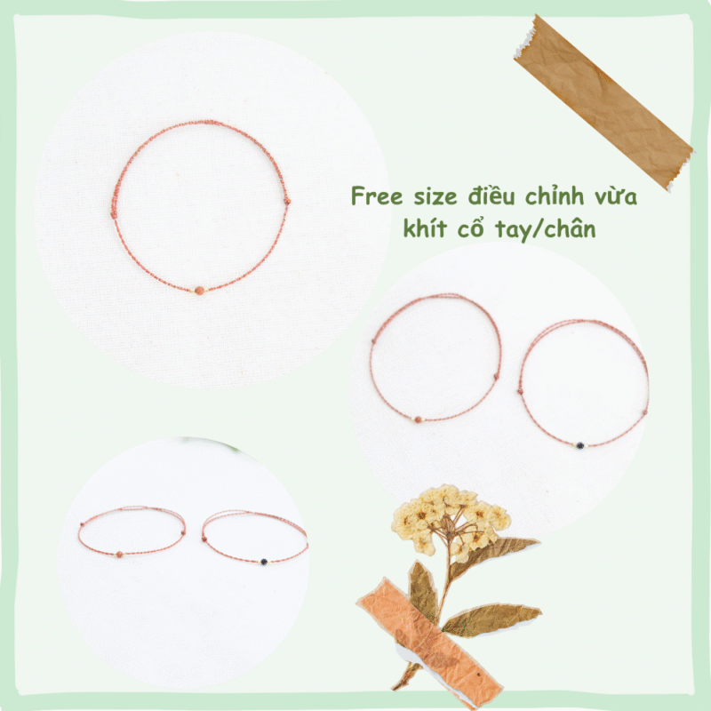 Vòng tay chỉ ngũ sắc phối đá kim sa nâu- freesize mọi cổ tay- Chồi Nhỏ - Ảnh 5