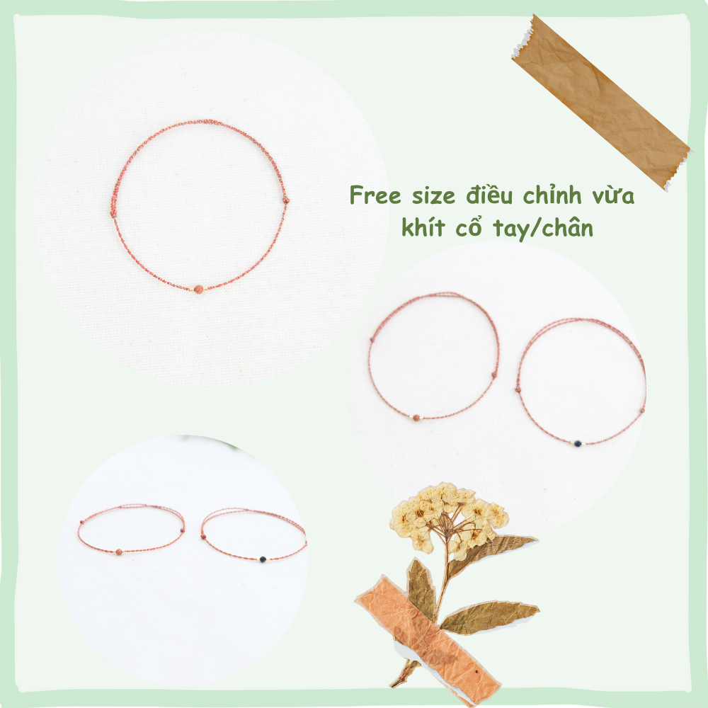 Vòng chân chỉ ngũ sắc phối đá kim sa nâu- freesize mọi cổ chân- Chồi Nhỏ 5 Vòng chân chỉ ngũ sắc phối đá kim sa nâu- freesize mọi cổ chân- Chồi Nhỏ - Ảnh 5