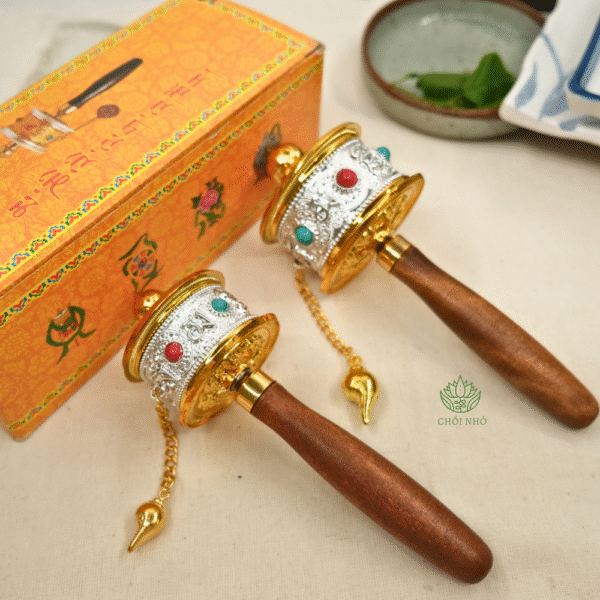Kinh luân xoay lớn vàng viền bạc - Ảnh 10