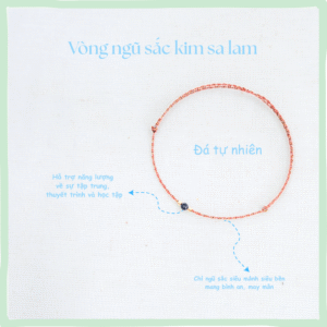 Vòng chân chỉ ngũ sắc phối đá kim sa lam - freesize chân - Chồi Nhỏ