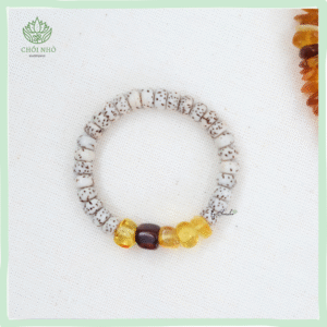 Vòng tay Bồ Đề tinh nguyệt phối hạt hổ phách | hạt bồ đề dẹt 5x3mm | freesize| theo cỡ tay | Chồi Nhỏ