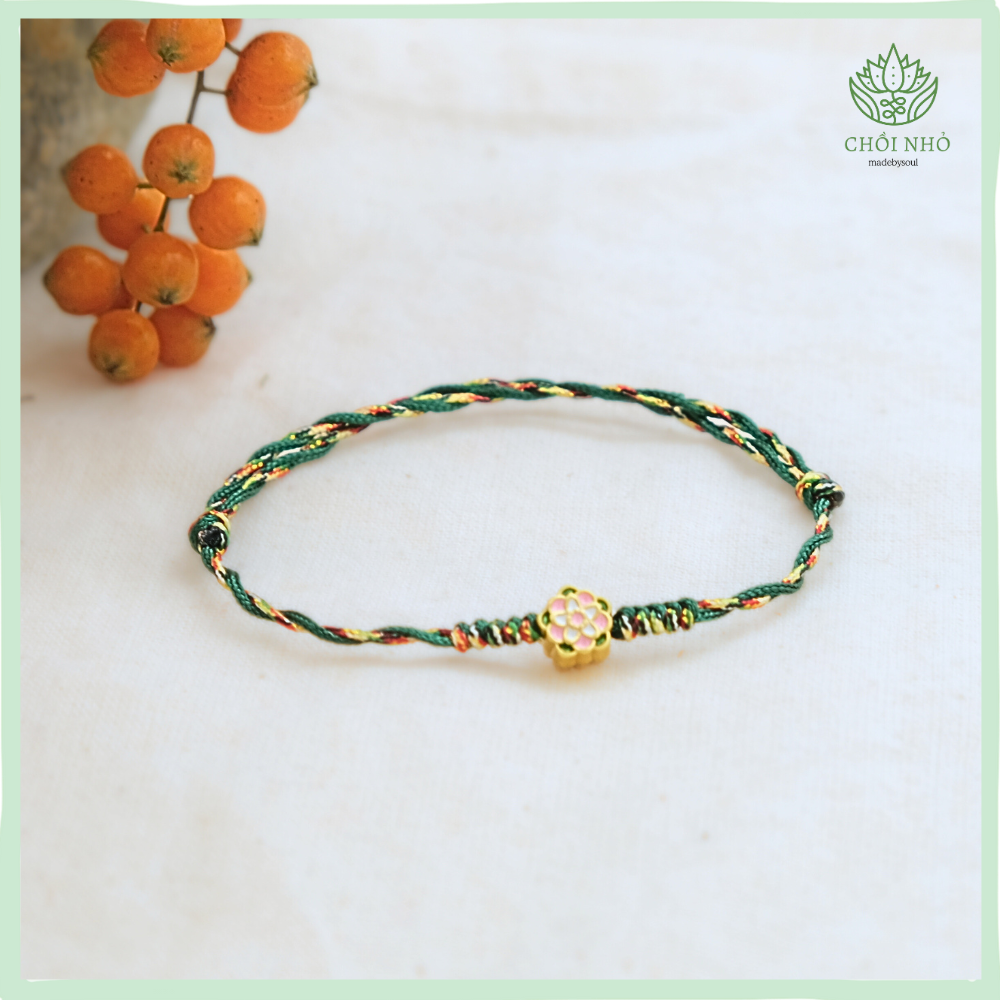 Vòng chân ngũ sắc xanh lá phối hoa mẫu đơn vàng | dây 0.8mm hai màu đỏ xanh lá phối hoa mẫu đơn vàng | Vòng tay ngũ sắc Chồi Nhỏ 3 Vòng chân ngũ sắc xanh lá phối hoa mẫu đơn vàng | dây 0.8mm hai màu đỏ xanh lá phối hoa mẫu đơn vàng | Vòng tay ngũ sắc Chồi Nhỏ - Ảnh 3