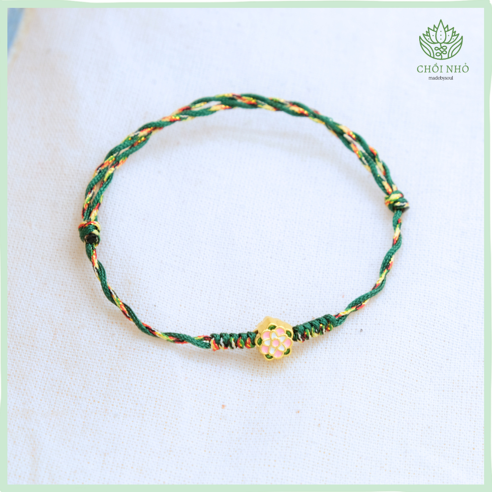 Vòng chân ngũ sắc xanh lá phối hoa mẫu đơn vàng | dây 0.8mm hai màu đỏ xanh lá phối hoa mẫu đơn vàng | Vòng tay ngũ sắc Chồi Nhỏ 1 Vòng chân ngũ sắc xanh lá phối hoa mẫu đơn vàng | dây 0.8mm hai màu đỏ xanh lá phối hoa mẫu đơn vàng | Vòng tay ngũ sắc Chồi Nhỏ