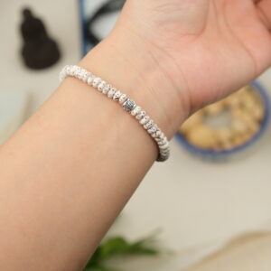 Vòng tay Bồ Đề tinh nguyệt phối charm song hỷ | hạt bồ đề dẹt 5x3mm charm bạc cổ| theo cỡ tay | Chồi Nhỏ