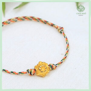 Vòng ngũ sắc phối hoa sen | dây ngũ sắc ánh vàng 1.5 ly phối charm hoa sen các màu | Vòng tay ngũ sắc Chồi