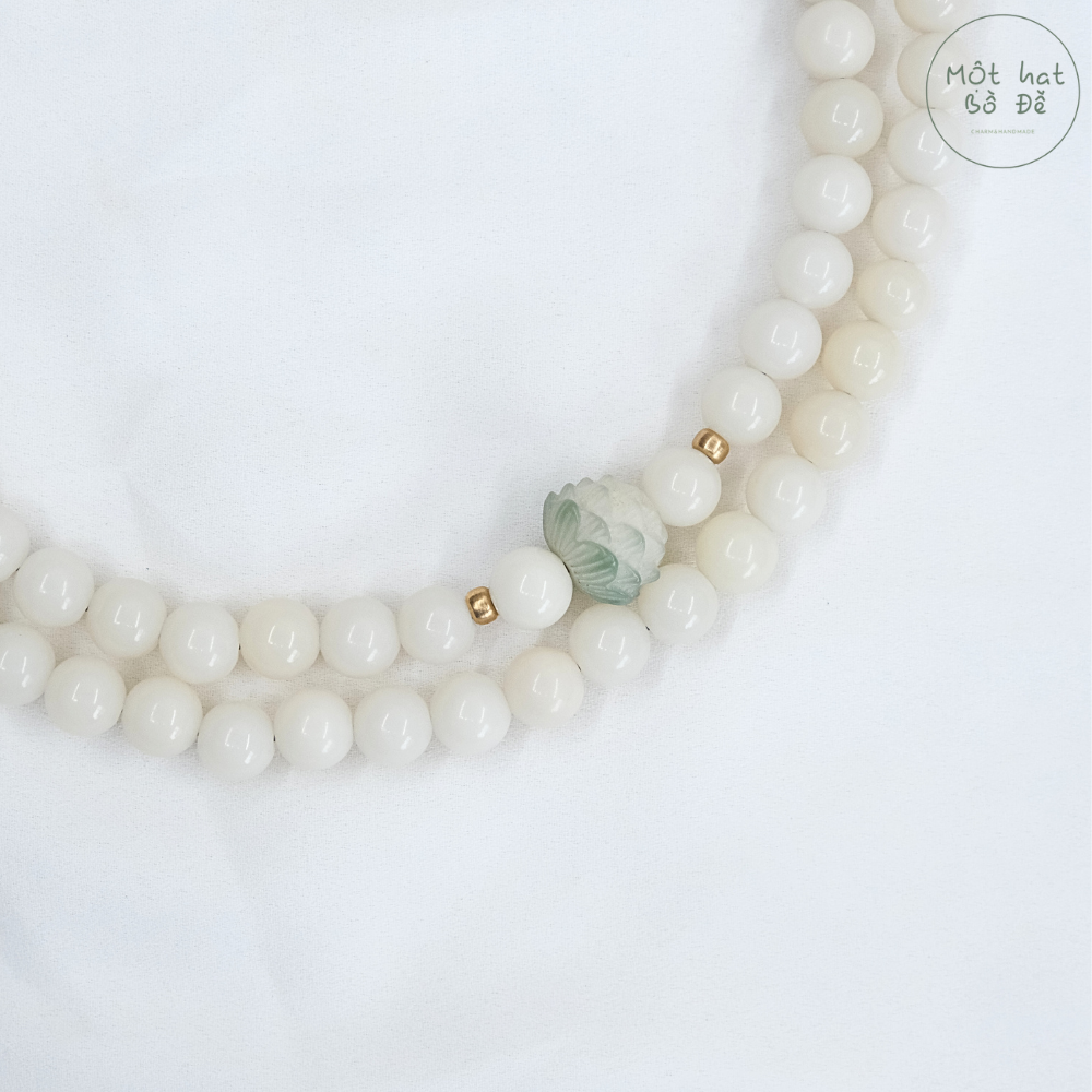 Chuỗi hạt niệm Phật bồ đề | Chuỗi 108 hạt bồ đề trắng 8 ly có tua rua và hoa sen xanh | Chồi Nhỏ 4 Chuỗi hạt niệm Phật bồ đề | Chuỗi 108 hạt bồ đề trắng 8 ly có tua rua và hoa sen xanh | Chồi Nhỏ - Ảnh 4