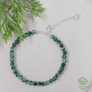 Lắc chân hạt đá tự nhiên cỡ 4mm mix khóa kim loại, Freesize, Nhiều tùy chọn màu, CHỒI NHỎ made with soul