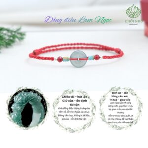 Vòng tay đồng điếu lam ngọc dây tết đỏ | CHỒI NHỎ | made with soul  Freesize