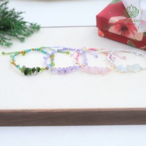 Vòng tay đá thạch anh vụn tự nhiên | Chồi Nhỏ | Vòng tay handmade đá nhiều màu