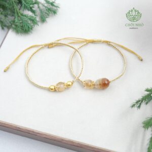 Vòng tay Citrine thạch anh vàng mix tỳ hưu đá tự nhiên | Chồi Nhỏ | Vòng tay đá tài lộc, thịnh vượng Freesize