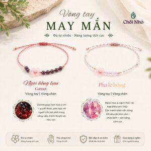 [Sakura bracelet] Vòng tay chỉ ngũ sắc pha lê hồng phối hoa anh đào | Chồi Nhỏ| Vòng tay vòng chân chỉ ngũ sắc phối pha lê hồng và hoa anh đào