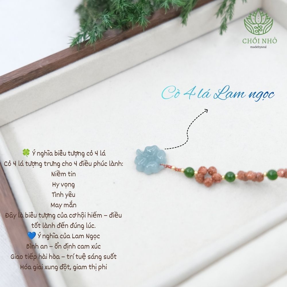 Vòng tay kết hạt kim sa nâu mix Đồng điều Lam Ngọc phong thủy | Chồi Nhỏ | Lắc tay cỏ 4 lá Điều chỉnh kích thước 5 Vòng tay kết hạt kim sa nâu mix Đồng điều Lam Ngọc phong thủy | Chồi Nhỏ | Lắc tay cỏ 4 lá Điều chỉnh kích thước - Ảnh 5