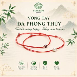 Vòng tay chỉ đỏ mix chỉ ngũ sắc sợi mảnh phối đá tự nhiên | Chồi Nhỏ | Vòng chân, lắc chân chỉ đỏ