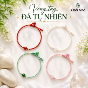 Vòng tay dây tết mix đá tự nhiên 6mm
