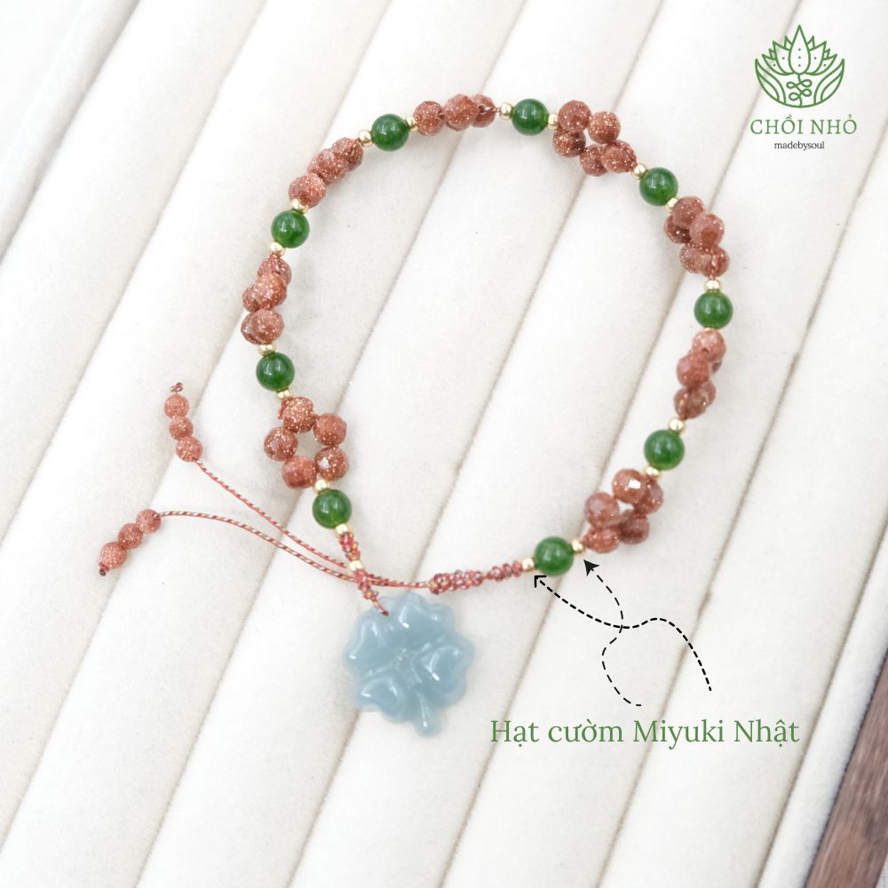 Vòng tay kết hạt kim sa nâu mix Đồng điều Lam Ngọc phong thủy | Chồi Nhỏ | Lắc tay cỏ 4 lá Điều chỉnh kích thước 11 Vòng tay kết hạt kim sa nâu mix Đồng điều Lam Ngọc phong thủy | Chồi Nhỏ | Lắc tay cỏ 4 lá Điều chỉnh kích thước - Ảnh 11