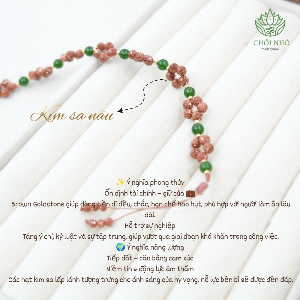 Vòng tay kết hạt kim sa nâu mix Đồng điều Lam Ngọc phong thủy | Chồi Nhỏ | Lắc tay cỏ 4 lá Điều chỉnh kích thước 9 Vòng tay kết hạt kim sa nâu mix Đồng điều Lam Ngọc phong thủy | Chồi Nhỏ | Lắc tay cỏ 4 lá Điều chỉnh kích thước - Ảnh 9