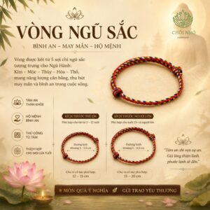 Vòng tay vòng chân ngũ sắc đỏ, dây 2.0mm freesize người lớn và trẻ em