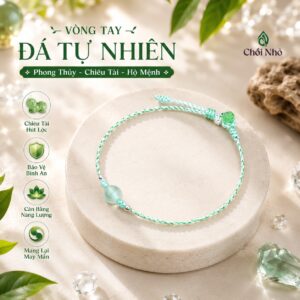 Vòng tay dây tết mix đá tự nhiên 6mm