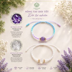 Bộ sưu tập vòng tay dây tết hệ gen mix đá thạch anh