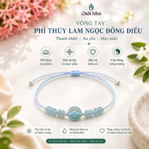 Vòng tay đồng điếu đá phỉ thúy lam ngọc tự nhiên