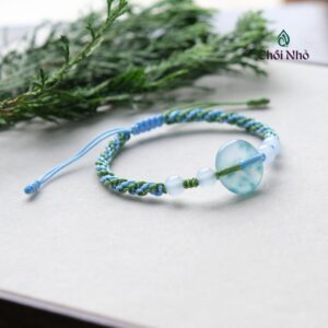 Vòng tay dây tết đồng điếu hoa bay 17mm | Chồi Nhỏ made with soul | Vòng ngũ sắc mix đồng điếu mã não 17mm