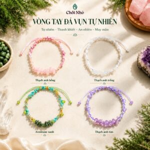 Vòng tay đá thạch anh vụn tự nhiên nhiều màu
