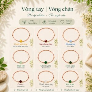 Vòng ngũ sắc sợi mảnh ngũ sắc đỏ xoắn ngũ sắc vàng mix đá phong thủy bản đặc biệt | Chồi Nhỏ | Vòng tay ngũ sắc sợi mảnh mix đá tự nhiên nhiều màu