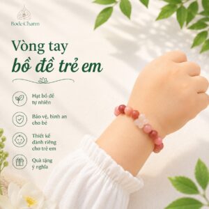 Vòng tay Bồ Đề cho bé mix charm bướm, charm mèo thần tài