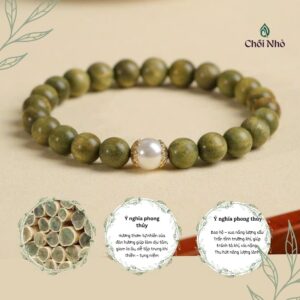 Vòng Tay Gỗ Đàn Hương Xanh Tự Nhiên Mix Ngọc Trai
