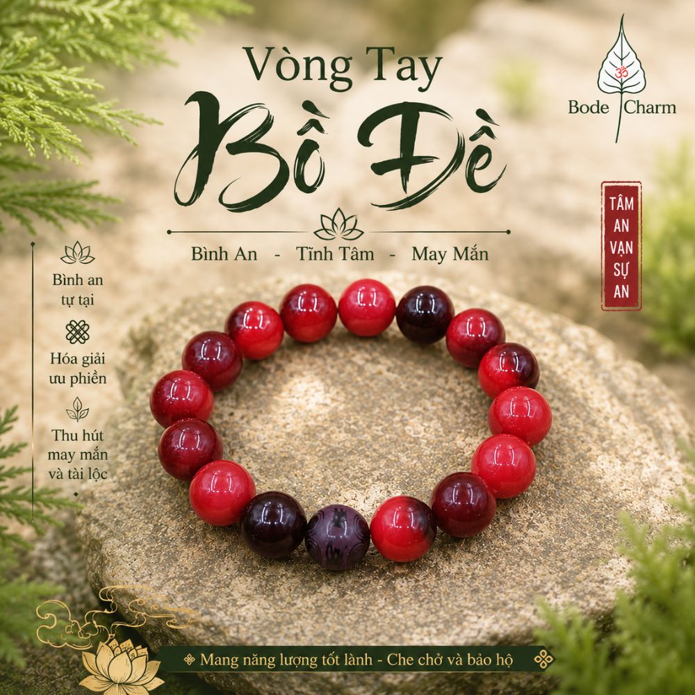 Vòng Tay Bồ Đề Đỏ Loang 12mm Mix 1 Hạt Lục Tự - May Mắn & Bình An 1 Vòng Tay Bồ Đề Đỏ Loang 12mm Mix 1 Hạt Lục Tự - May Mắn & Bình An