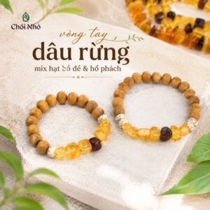 Vòng Dâu Tằm Rừng Cho Bé Mix Bồ Đề, Hổ Phách Tự Nhiên