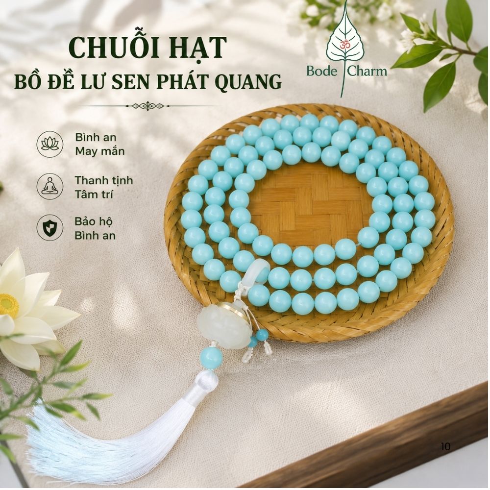 Chuỗi 108 Hạt Bồ Đề 12mm Màu Xanh Dương Mix Lư Sen Phát Quang 5 Chuỗi 108 Hạt Bồ Đề 12mm Màu Xanh Dương Mix Lư Sen Phát Quang - Ảnh 5