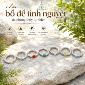 Nhẫn Bồ Đề Tinh Nguyệt Mix Đá Phong Thủy Tự Nhiên 