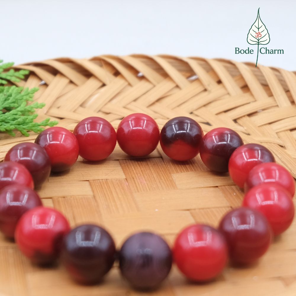Vòng Tay Bồ Đề Đỏ Loang 12mm Mix 1 Hạt Lục Tự - May Mắn & Bình An 7 Vòng Tay Bồ Đề Đỏ Loang 12mm Mix 1 Hạt Lục Tự - May Mắn & Bình An - Ảnh 7