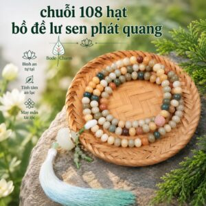 Chuỗi 108 Hạt Bồ Đề Ngũ Sắc mix Lư Sen Phát Quang