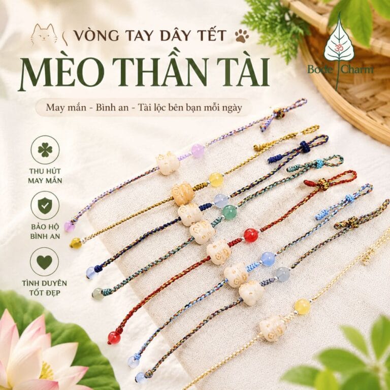 Vòng Tay Handmade Mix Mèo Thần Tài Bồ Đề Thu Hút Tài Lộc