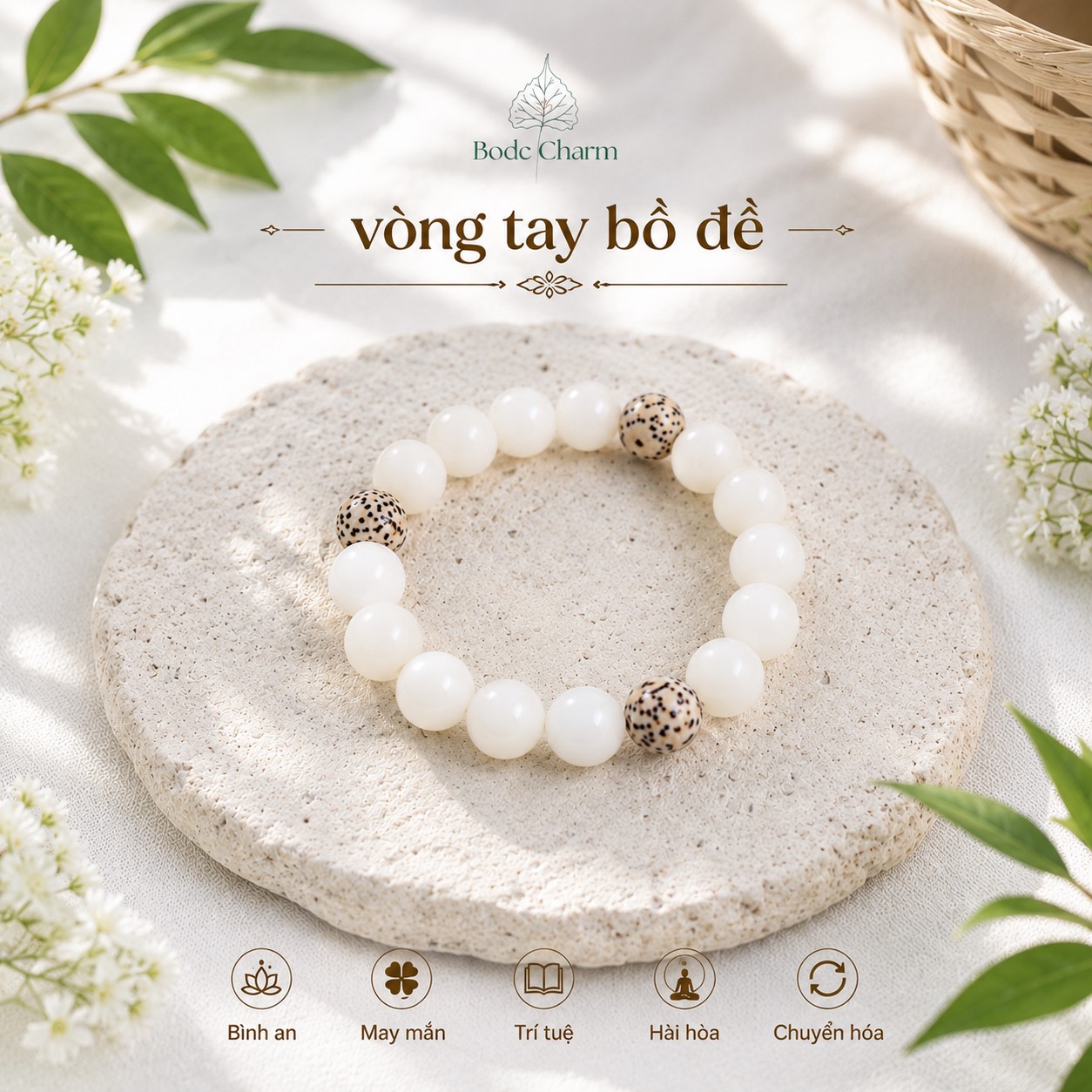 Vòng tay Bạch Ngọc Bồ Đề mix Bồ Đề tinh nguyệt cho bé 3 Vòng tay Bạch Ngọc Bồ Đề mix Bồ Đề tinh nguyệt cho bé - Ảnh 3