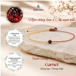 Lắc chân ngũ sắc mix garnet cho mệnh thổ, hỏa
