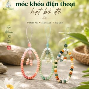 Móc Điện Thoại Hạt Bồ Đề Mix Hoa Hải Đường Cát Tường May Mắn