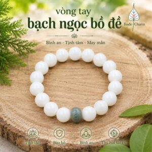 Vòng Tay Bồ Đề Trắng 12mm Mix 1 Hạt Lục Tự - Bảo Hộ Bình An, Khơi Nguồn Trí Tuệ