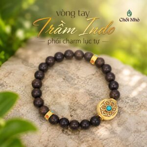 Vòng Trầm Indo Phối Charm Lục Tự Đại Minh Chú - Vòng Tay Phong Thủy Cao Cấp