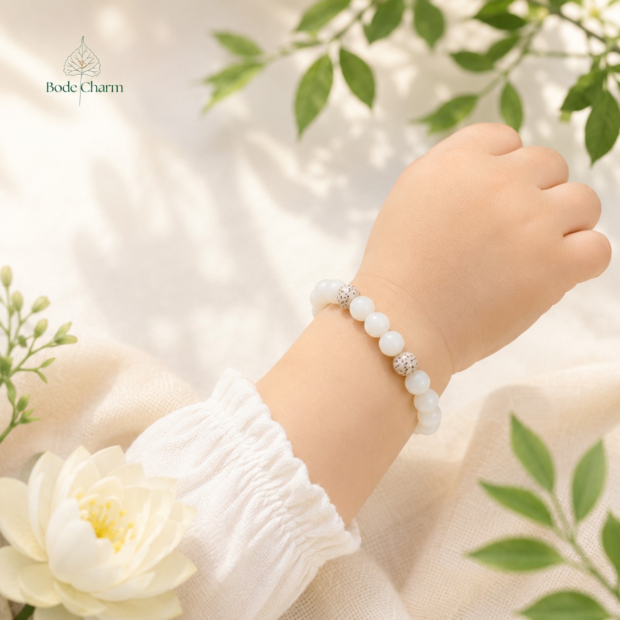Vòng tay Bạch Ngọc Bồ Đề mix Bồ Đề tinh nguyệt cho bé 2 Vòng tay Bạch Ngọc Bồ Đề mix Bồ Đề tinh nguyệt cho bé - Ảnh 2