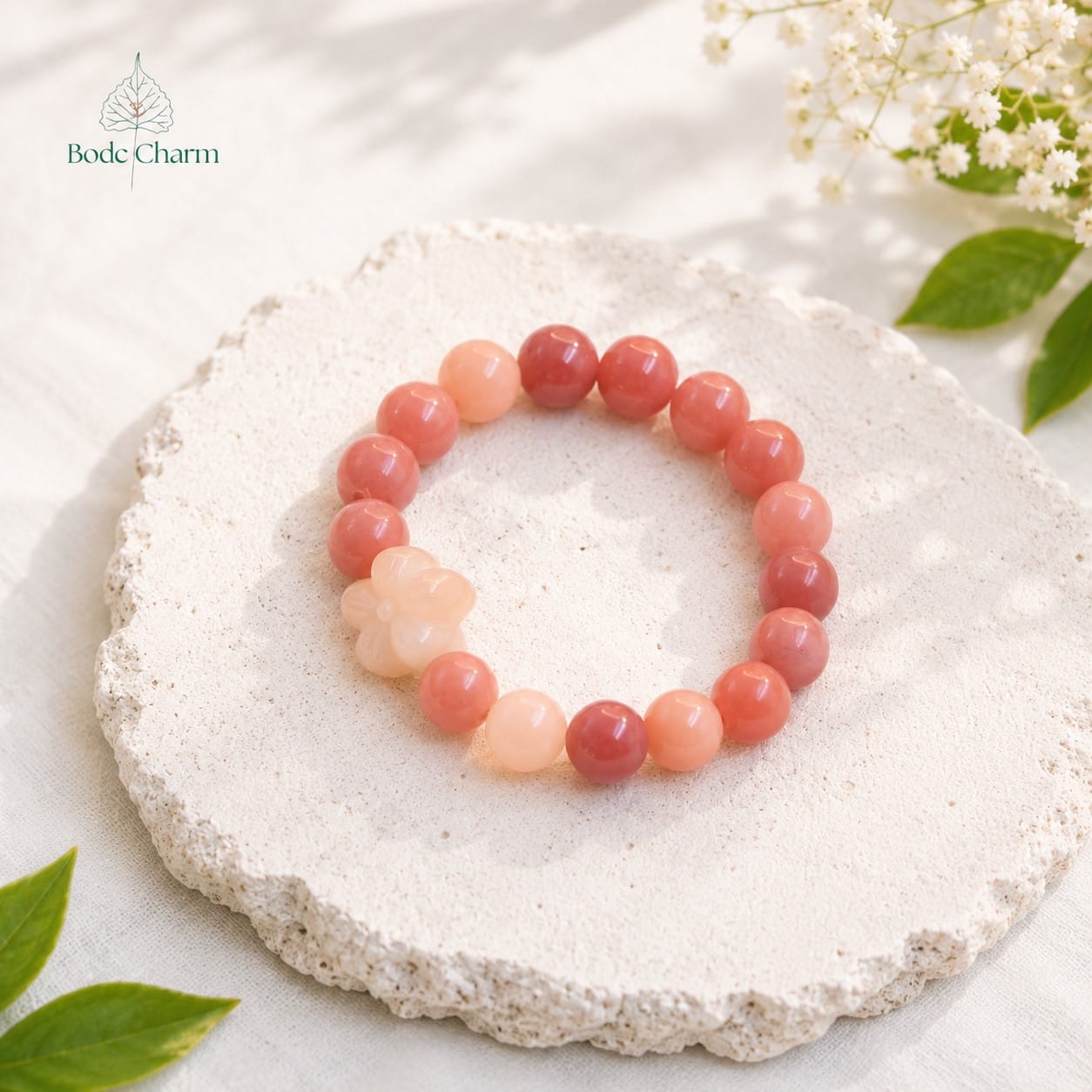 Bồ Đề mix hoa Hải Đường - Vòng tay bình an 3 Bồ Đề mix hoa Hải Đường - Vòng tay bình an - Ảnh 3