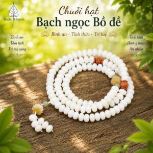 Chuỗi 108 Hạt Bạch Ngọc Bồ Đề Trắng Mix Hạt Bồ Đề Kim Cang 