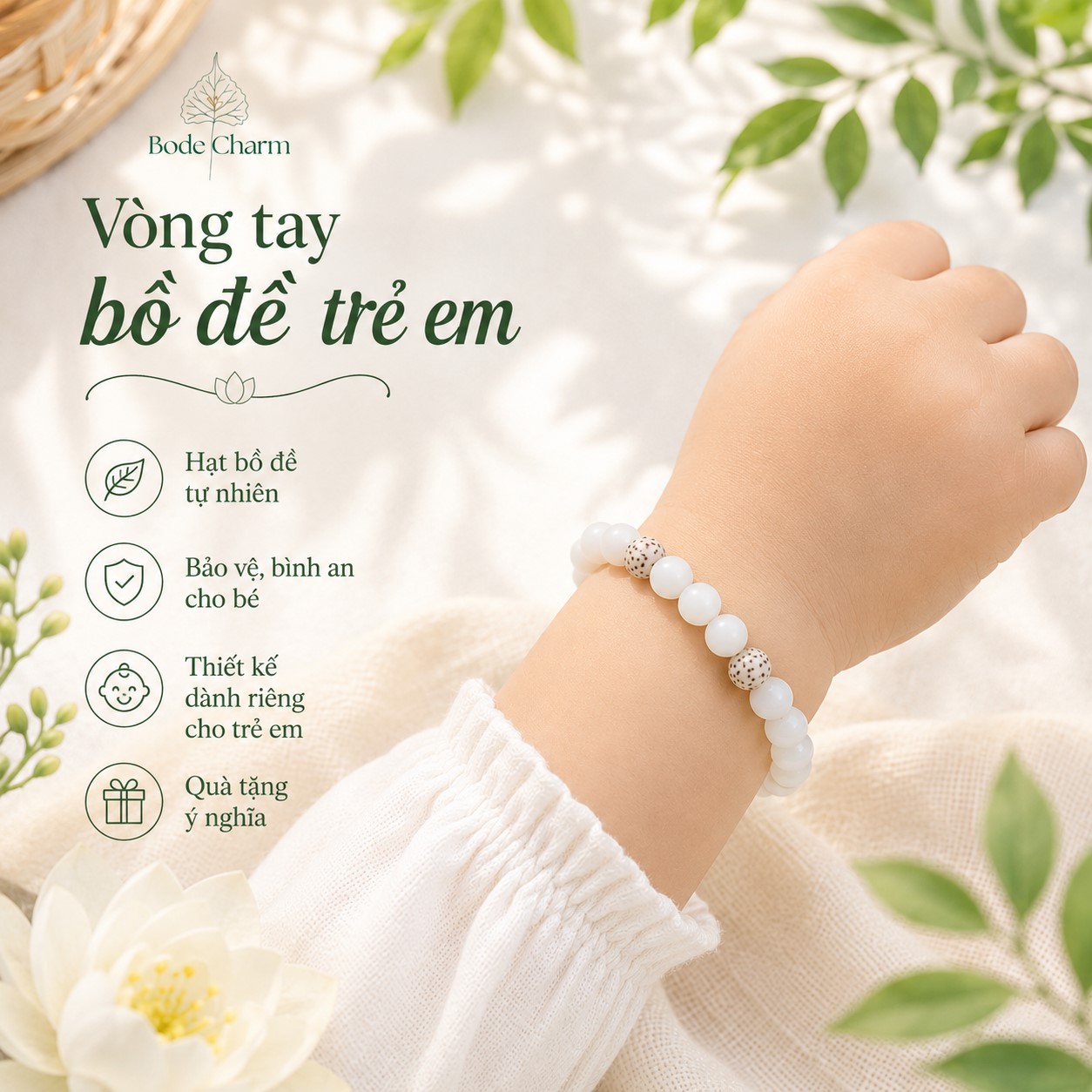 Vòng tay Bạch Ngọc Bồ Đề mix Bồ Đề tinh nguyệt cho bé 1 Vòng tay Bạch Ngọc Bồ Đề mix Bồ Đề tinh nguyệt