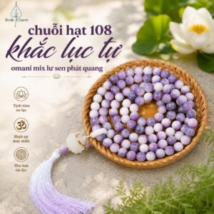 Chuỗi 108 Hạt Bồ Đề 12mm Khắc Lục Tự Omani Mix Lư Sen Phát Quang