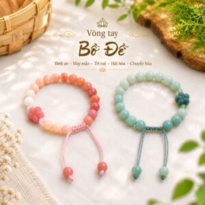 Vòng tay bồ đề người lớn mix charm hoa Hải Đường cát tường